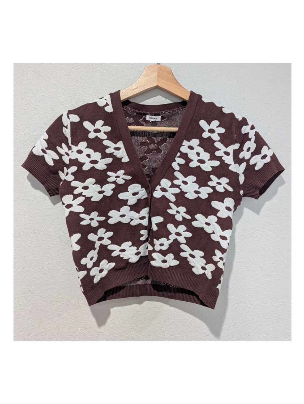 Garage Floral Short Sleeve Cardigan, Size M